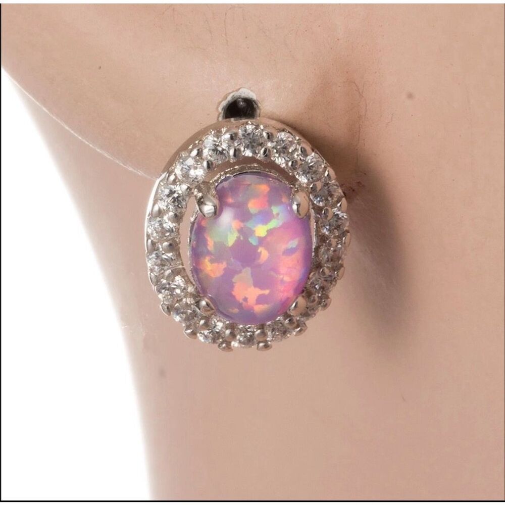 Lavender Fire Opal Earrings - Picture 6 of 8